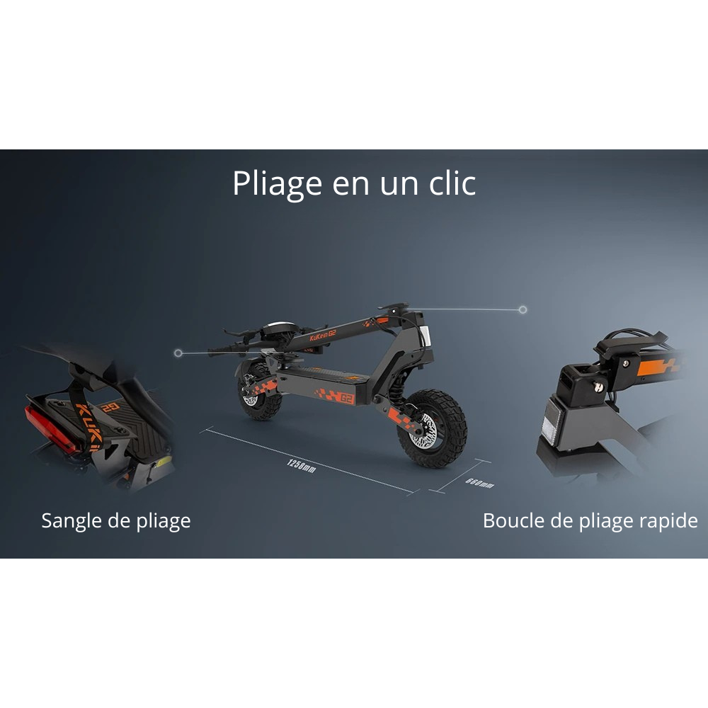 KuKirin G2 – Trottinette Électrique 800W, 55 km autonomie, vitesse max bridée 25 km/h (nouveau modèle 2025)